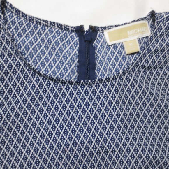 4/$14 MICHAEL KORS womens BLUE white TOP shirt BLOUSE career SHORT SLEEVE SIZE M - Picture 2 of 11